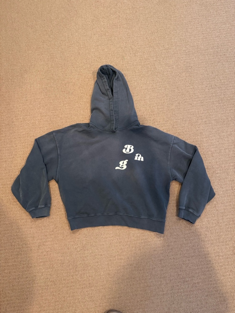 Anine Bing women’s Navy Pullover Hoodie with White Logo